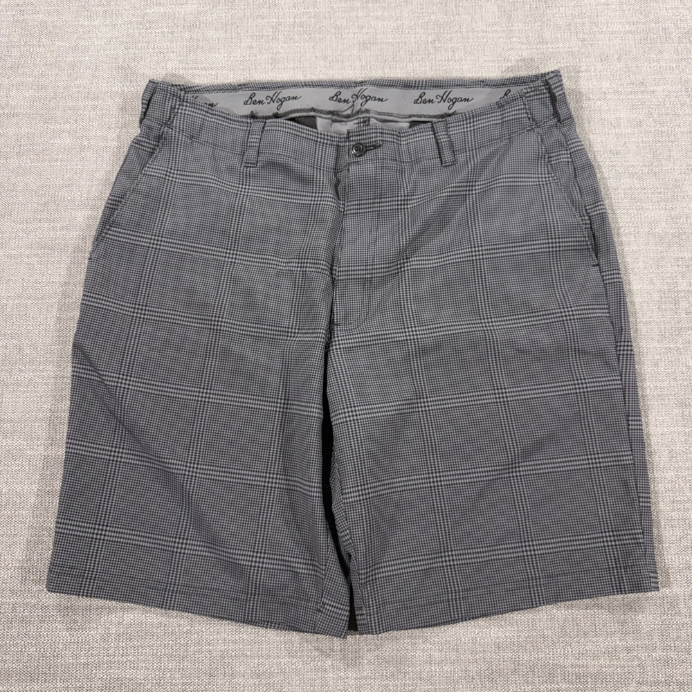Ben Hogan Golf‎ Shorts Mens 36 Grey Plaid Excellent Performance Stretch Plaid